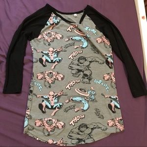 Pastel Pink & Blue Marvel Avengers Printed Tee